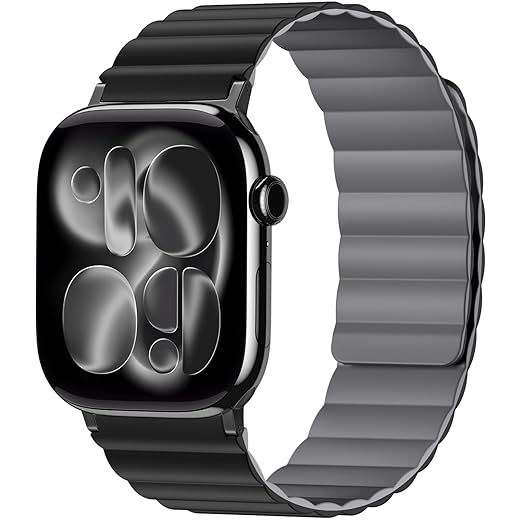 Reversible Magnetic Watch Band Compatible with Apple Watch Series 11 10 9 8 7 6 5 4 Ultra 3/2/1 SE for Men, Double Sided Wearable Silicone Sport Wrist Strap for iWatch 49mm 46mm 45mm 44mm 42mm 40mm