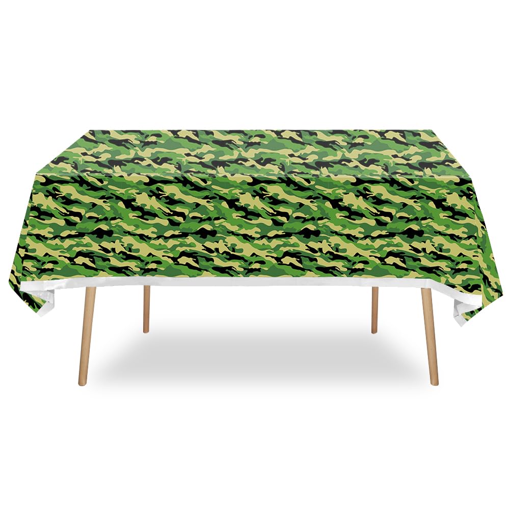 Boerni Military Camouflage Plastic Tablecloth Set of 3 – 180x108cm Army Theme Table Cover for Birthday Party, Outdoor Events, and Camping Decor