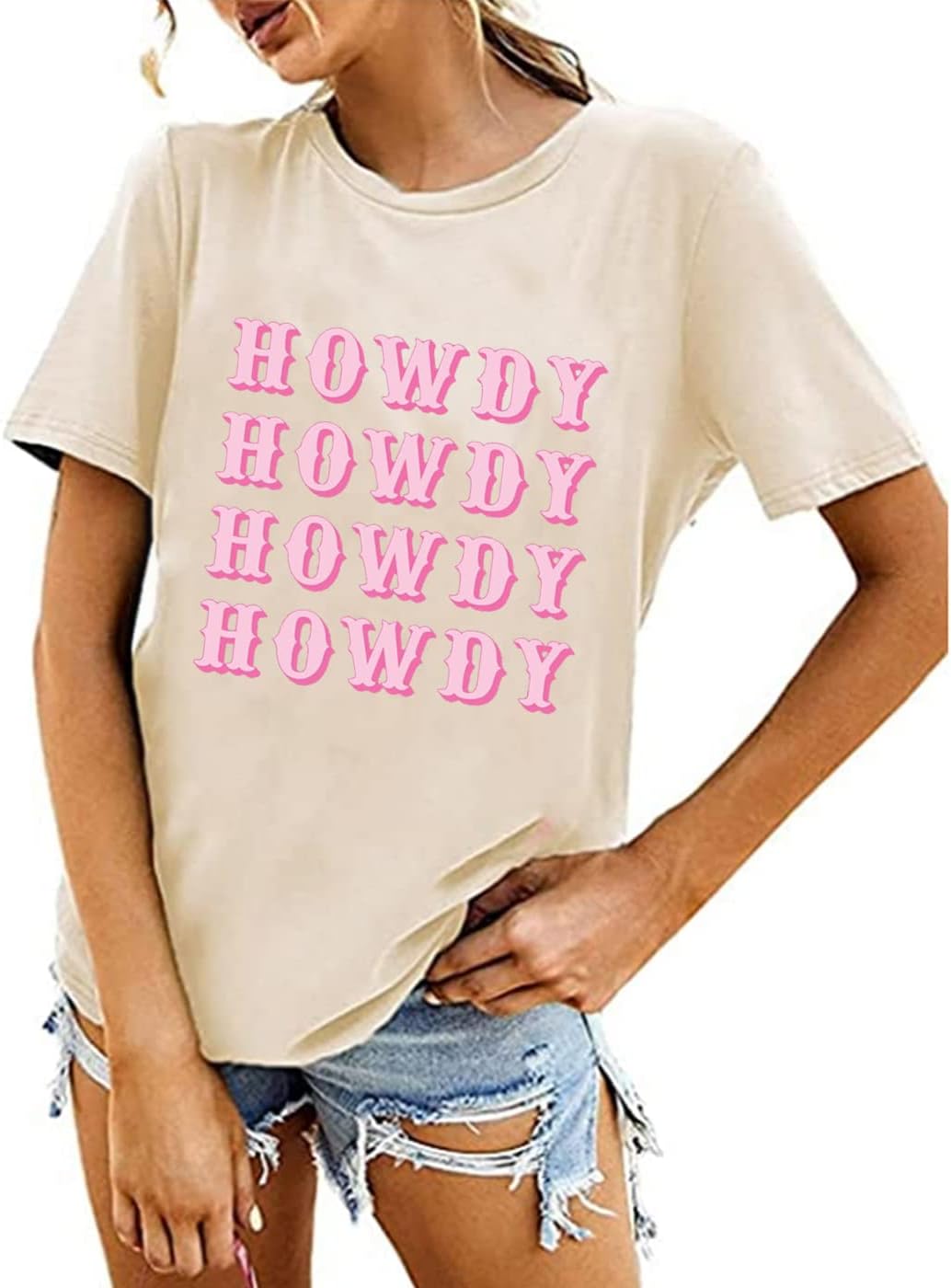 Howdy T-Shirt Cowgirl Women Rodeo Hat Southern Western Country Music Casual Short Sleeve Shirts Graphic Top Tees - Image 2