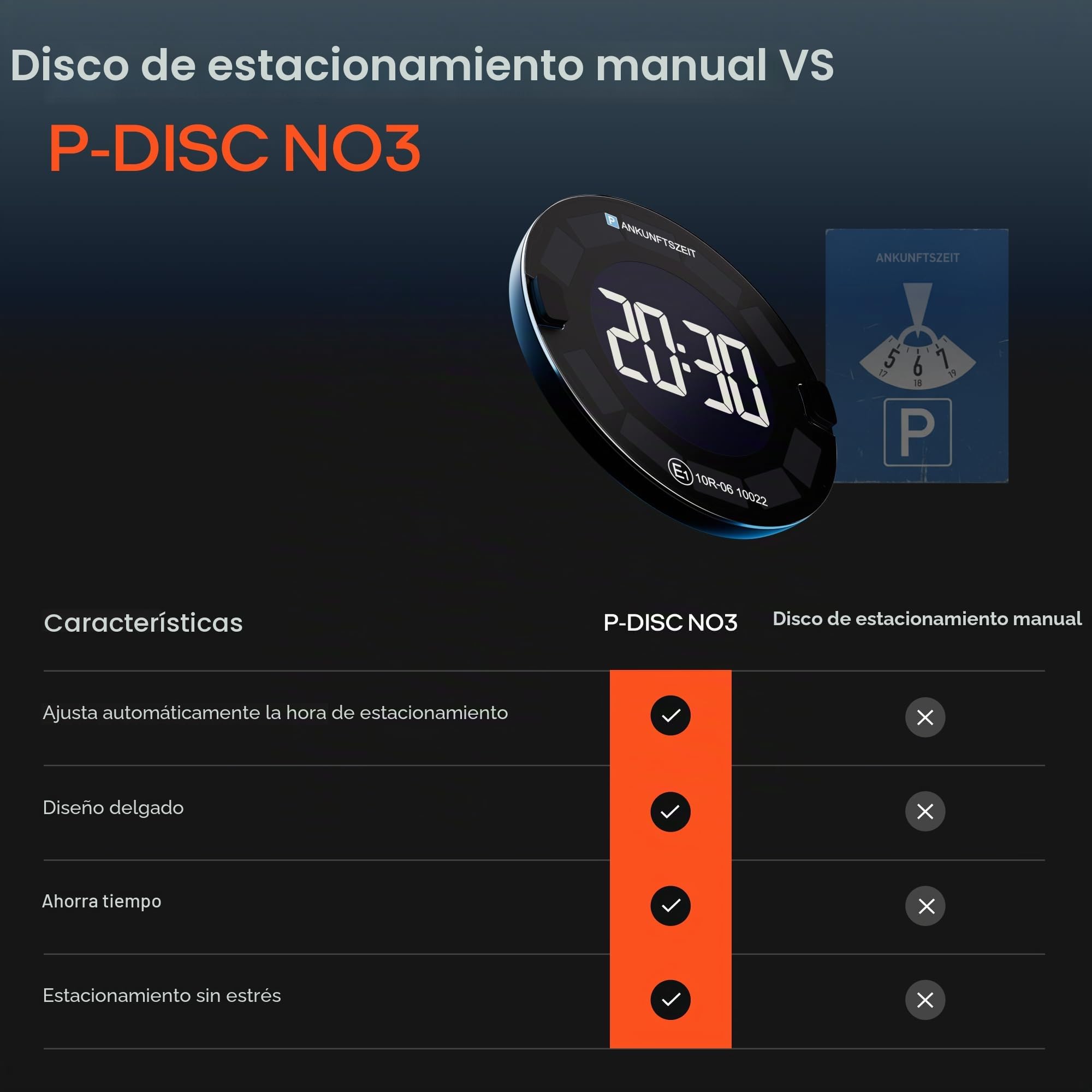 OOONO P-Disc No3 schwarz elektr. Parkscheibe f?rs Auto