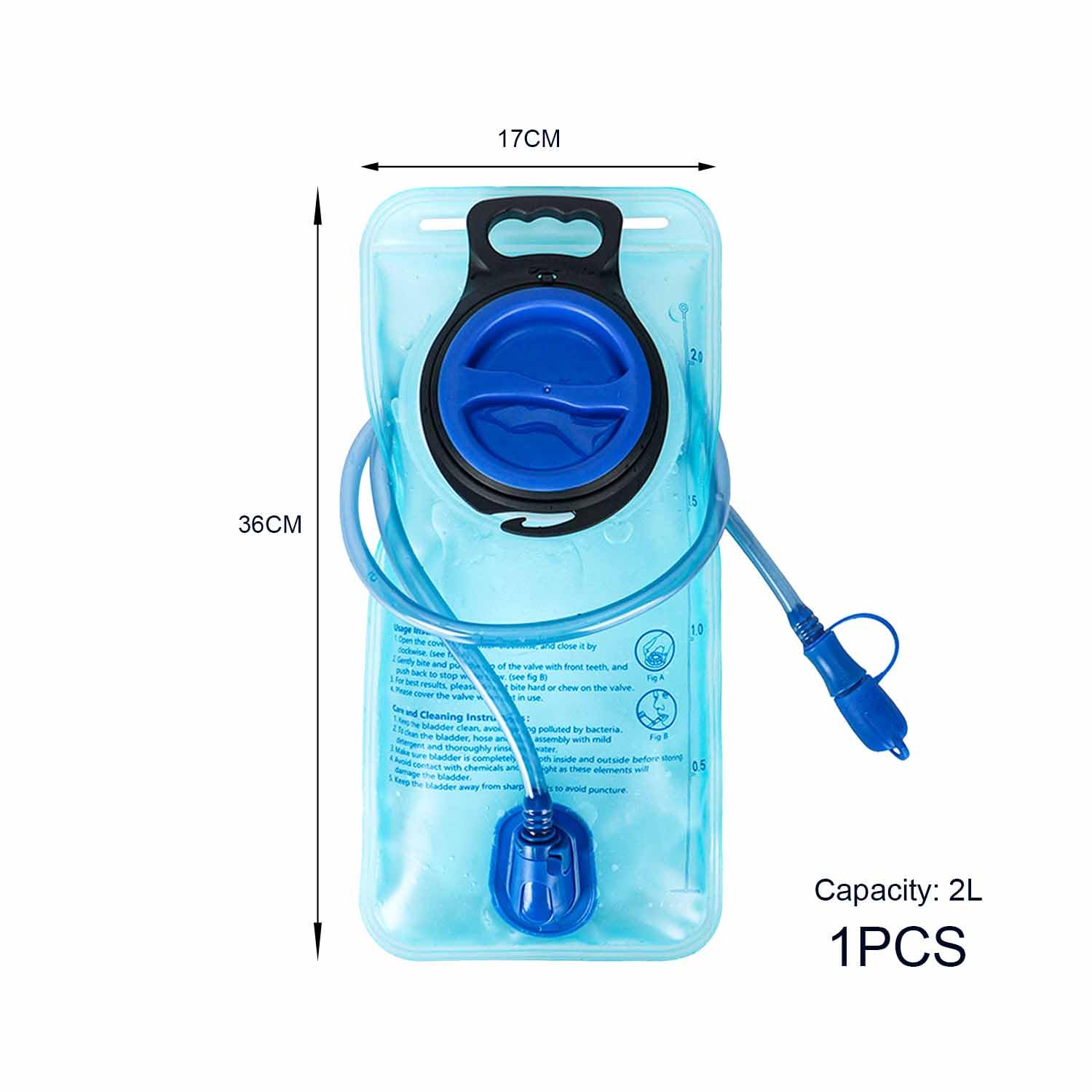 1 sacchetto per l'acqua da 2 litri, portatile, per lo sport, a prova di perdite, sacchetto dell'acqua riutilizzabile, per ciclismo, campeggio, escursioni (blu)