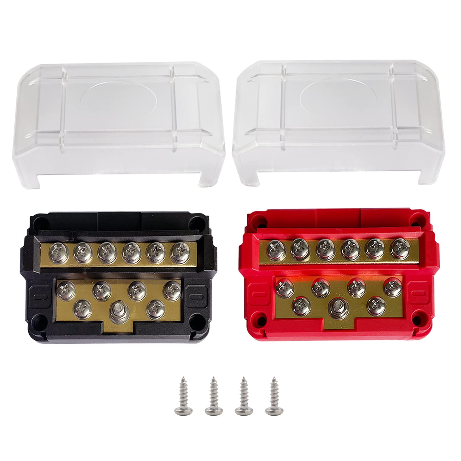M5 Power Distribution Block with 12 M4 Screws, Ampper 3.4" Bus Bar 12V Power Distribution Terminal Block Battery Busbar for Car Audio Solar and More (