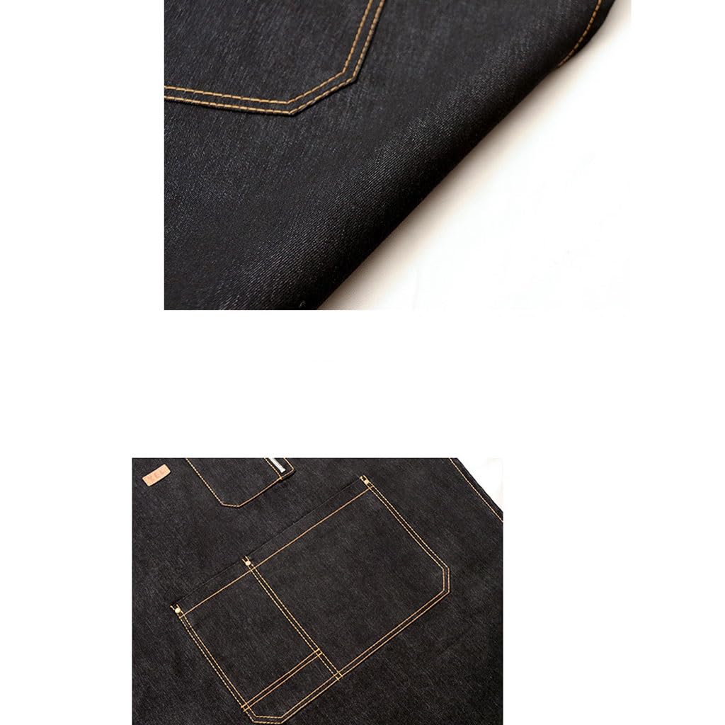 TEESONG Grembiule da Cuoco Grembiule di Jeans, Nail Art, Pittura, Barbiere Maschile e Femminile, Negozio di tè al Latte, panetteria, Abiti da Lavoro for camerieri di ristoranti Grembiuli da Uomo(B)
