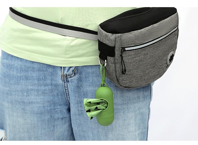 Image of Dog Poop Bag Dispenser With Bags - Durable and Guaranteed Leakproof, Unscented, 1 Holder and 15 Bags, Green