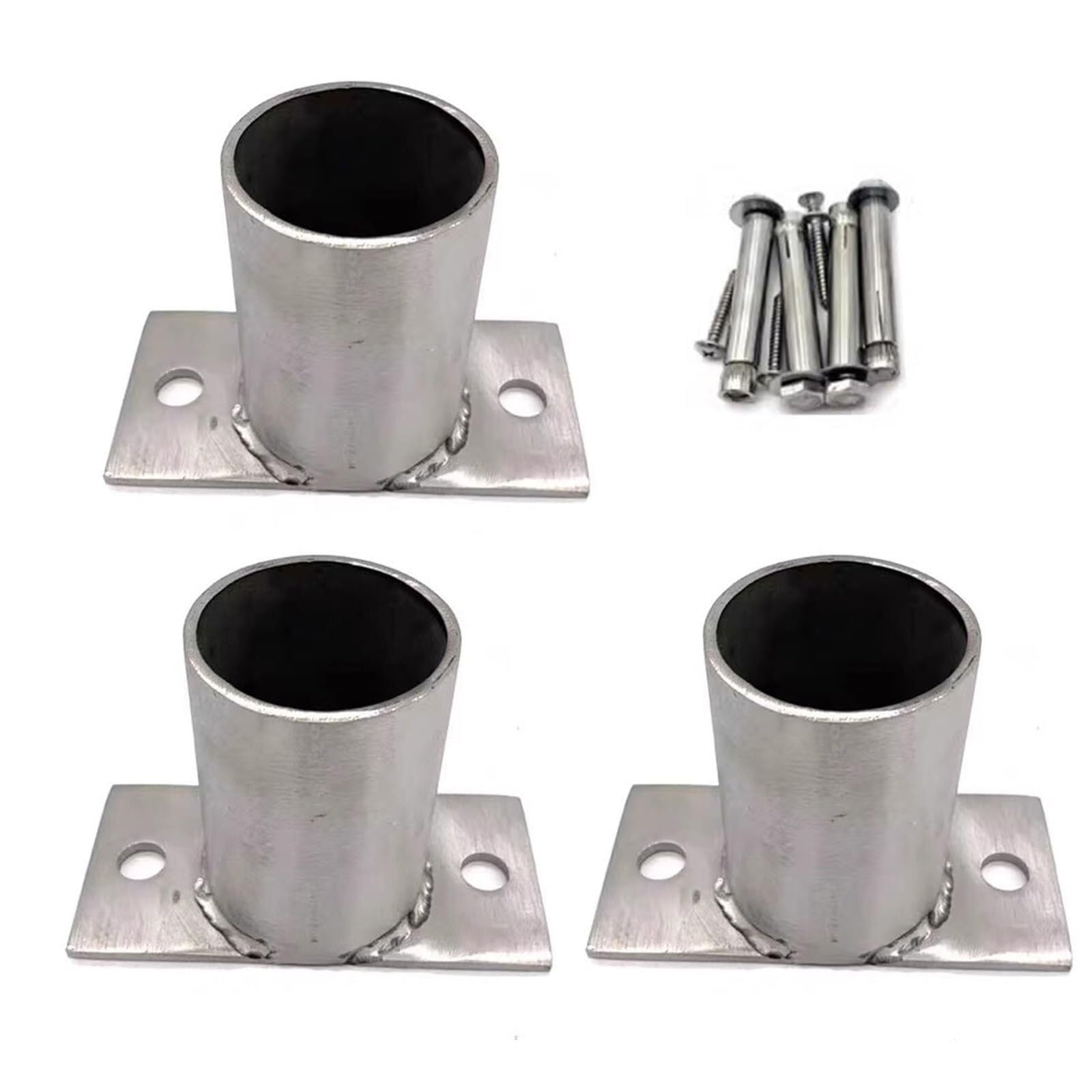 Pgpgp One Color Heavy Duty Stainless Steel Round Post Base - Waterproof Post Anchor Bracket For Decks, Fences, And Railings(3Pcs 140Mm)