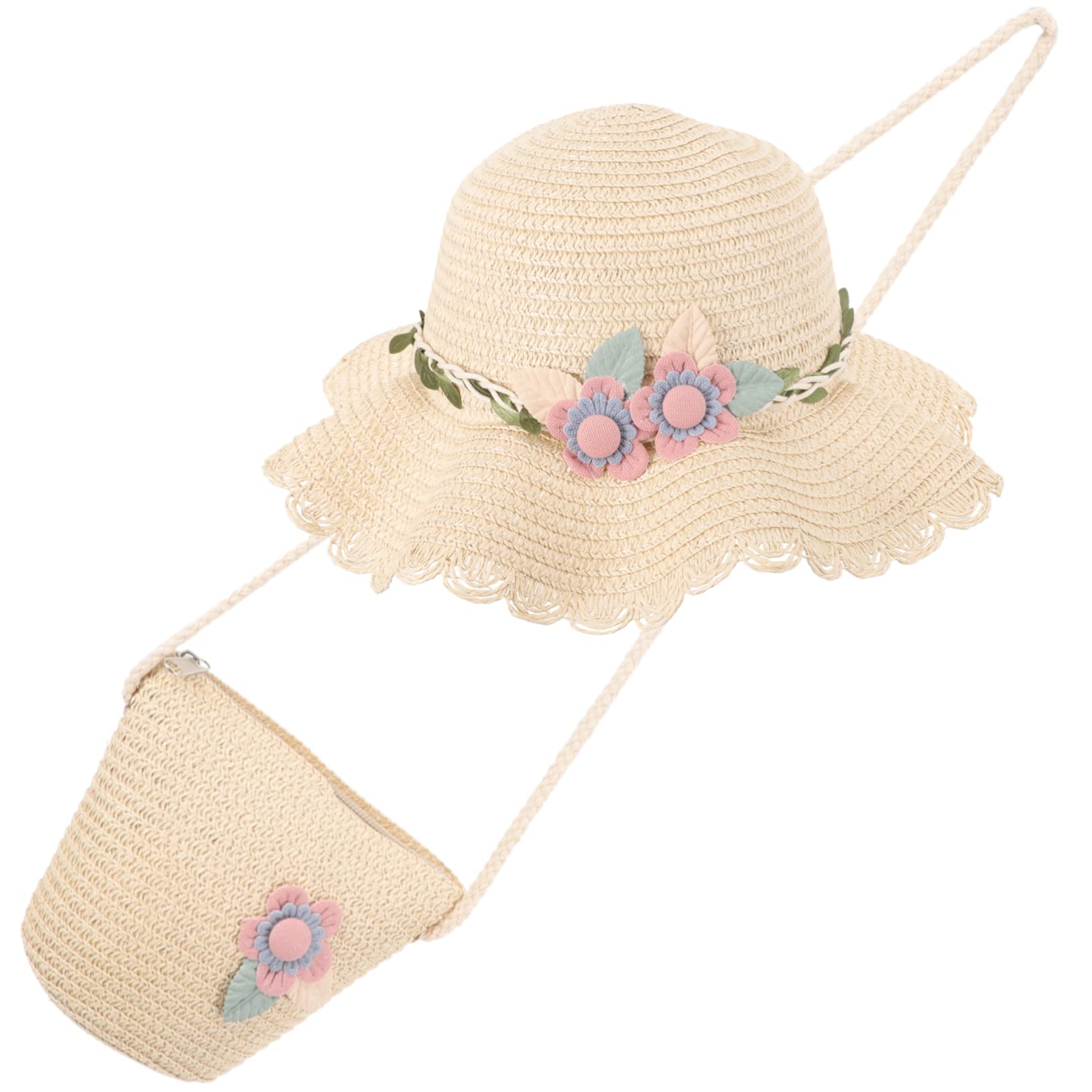 VALICLUD Strandhut Für Mädchen Kappe Damen Hüte Kleinkindermützen -mädchen-Hut Sommermützen Mädchen Hüte Sommer Strandhüte Sombrero De Fischerhut Für Mädchen Tasche Stroh