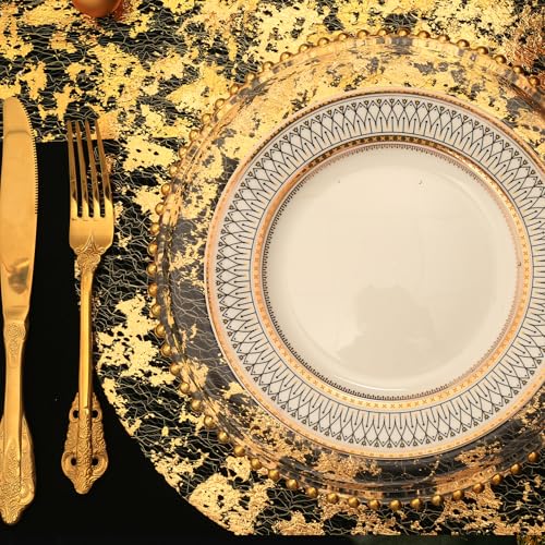 Noctiflorous Round Gold Placemats 14 Inch Set Of 24 Indoor Outdoor Disposable Place Mats For Dinning Table For Wedding Party Birthday Thanksgiving Halloween Christmas thumb #4