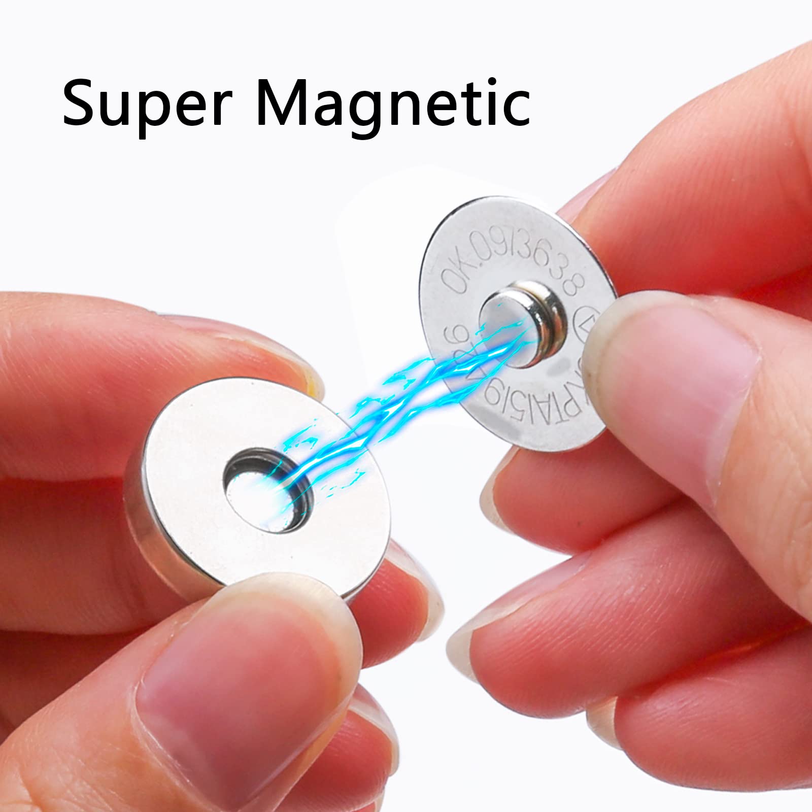 CoKeeSun Magnetic Clasps for Bags 60 Pcs, Magnetic Buttons 14mm and 18mm, Metal Bag Clasps and Closures Set with Washers, Metal Snap Buttons for Handbag Tote Bags Purses Crochet Bag Wallet Sewing DIY