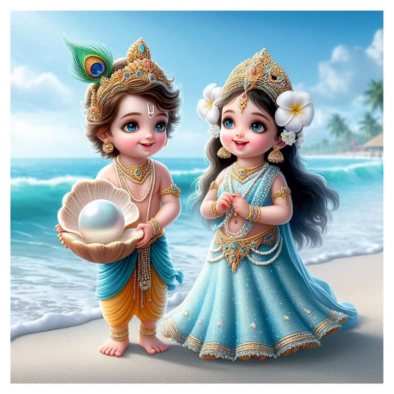 Image of British Terminal Cute little Bal Gopal Baby God Krishna| Kanha Ji | Laddu Lord Makhan Chor Painting Religious Poster for Pregnant Women for wall (matt thin vinyl,sticker,multicolor,unframed)| bj353