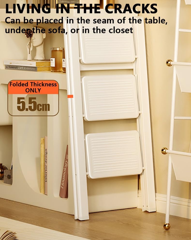 Folding 2 Step Stool, Portable Step Ladder for Adults, Lightweight Step Stools for Seniors, 330 Lbs Capacity, with Extra Wide Step Ladder for Elderly/Closet,A