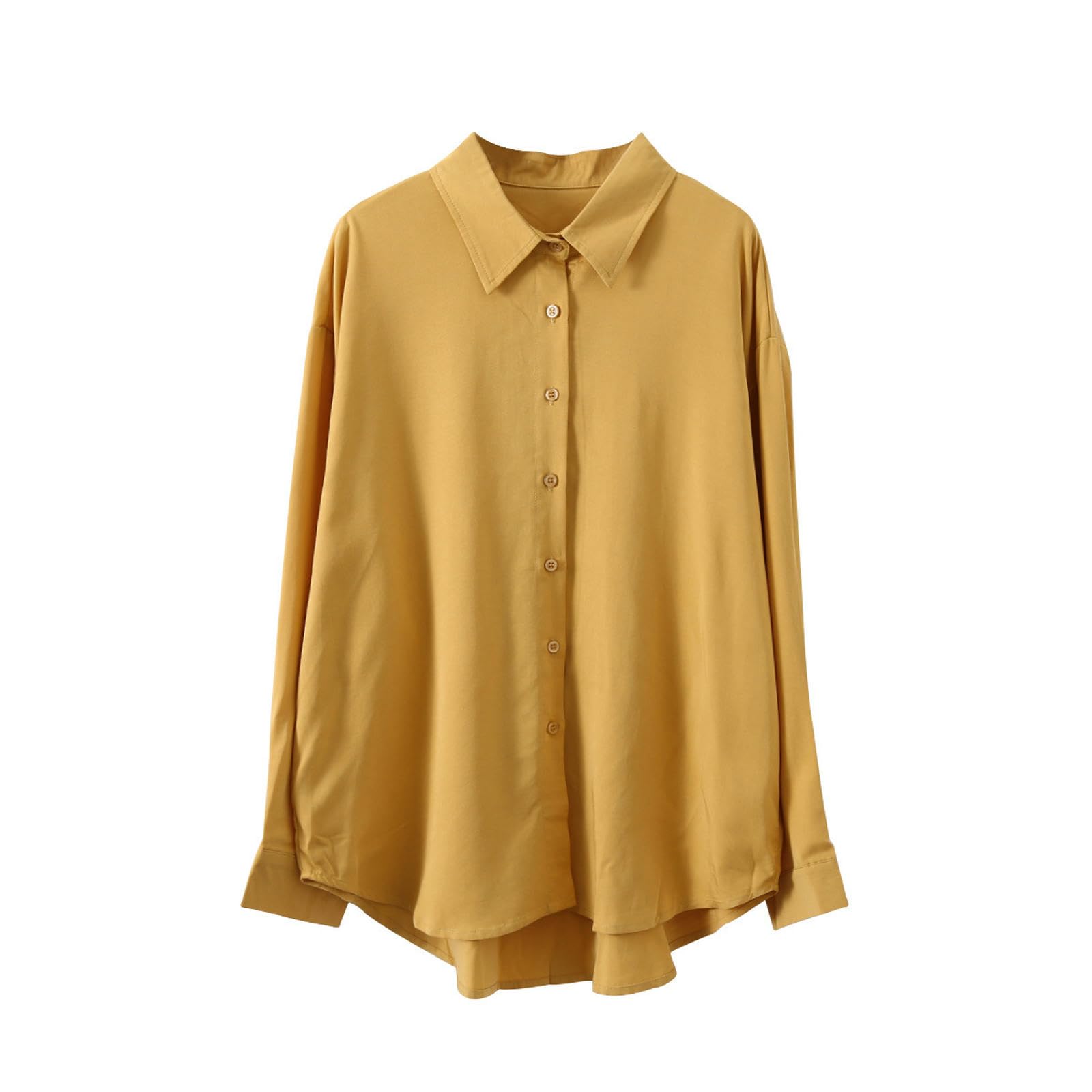 Camisa Blanca para Mujer, Camisa Holgada de Manga Larga con Capas, Color Naranja, Talla L