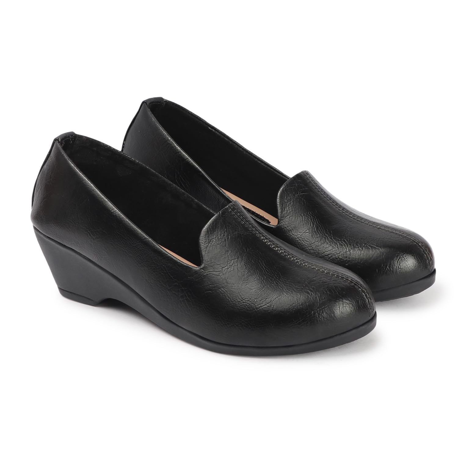Women's Wedge Heel Formal Shoes, Comfortable Slip-On Loafers Moccasins & Bellies Without Laces
