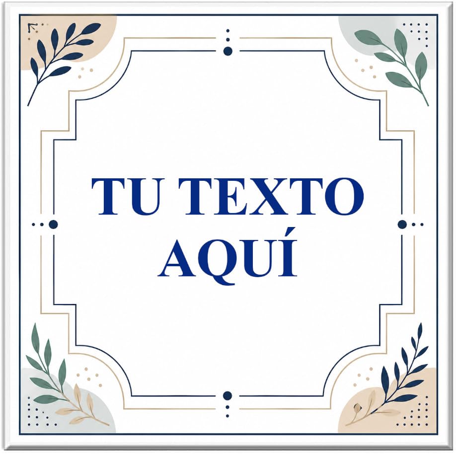 Azulejo de Cerámica Personalizado, 15 x 15 cm, 4 Modelos Disponibles, Estilo Decorativo con Texto