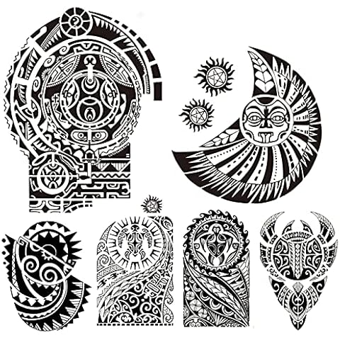 Tribal Tattoos, 4-Sheet Tribal Arm Tattoos and 2-Sheet Extra Large Temporary Tattoo Similar the Rock Arm Chest Big Totem Body Tattoos Sticker Tribal Fake Black Tattoo Cover
