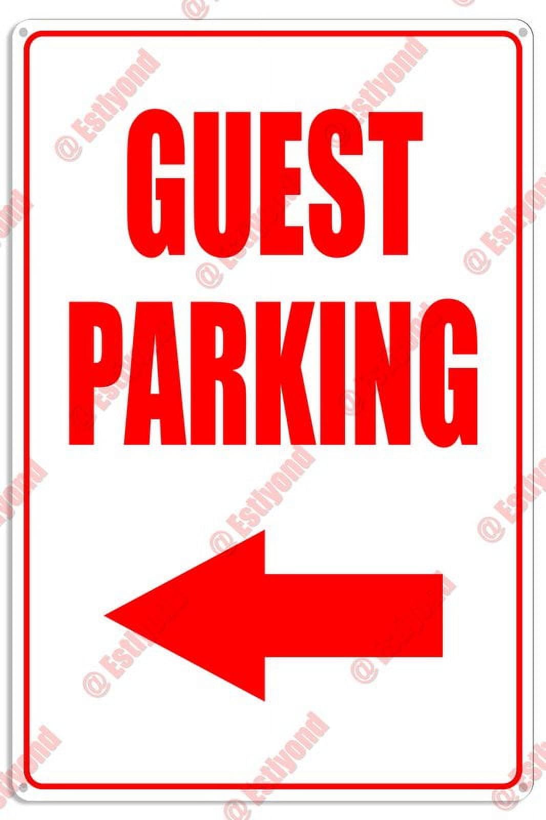 peiyeety Guest Parking Arrow Left Metal Visitor Club DoNo Parking Best Caution Warning Aluminum Metal Sign 8"X12"
