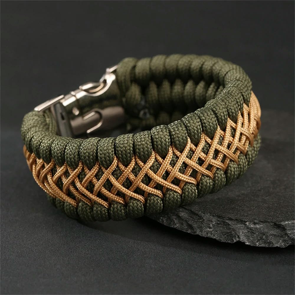 Vixda Men's Green 7-Core Braided Paracord Rope Bracelet For - Handmade Outdoor Survival Wristband Camping Wristband Vintage Style Jewelry