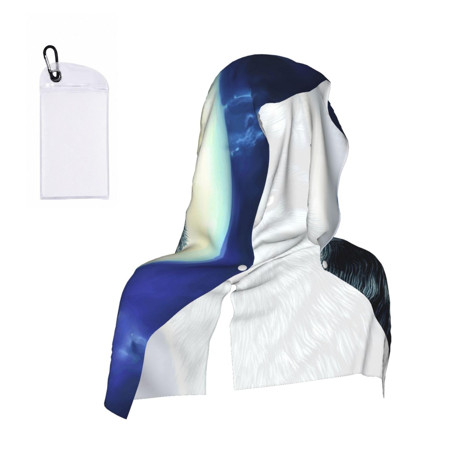 CNTDBU wolf under moon Cooling Towel Hooded-Instant Chill Neck Cover for Sports, UV Cooling Rag for Running Gym