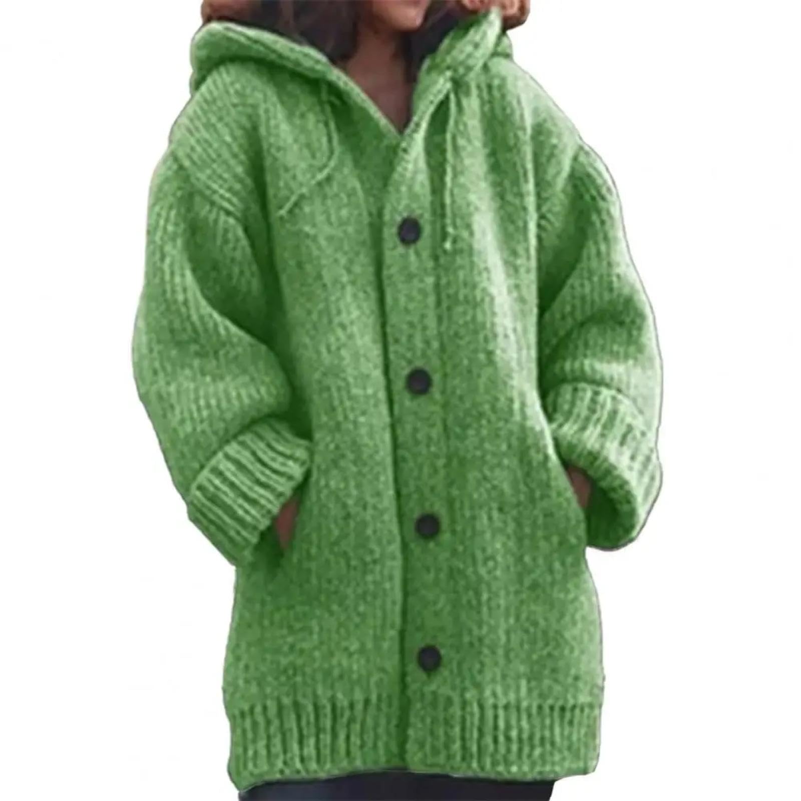 Cárdigan Manga Larga Suéter Cárdigan Chaqueta Elegante Color Sólido Bolsillos Suéter Abrigo De Punto