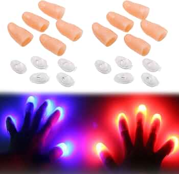 Luces Mágicas De Pulgar LED – 10 Dedos De Látex Con Luces Intermitentes Rojas Y Azules Para Fiestas, Halloween Y Espectáculos