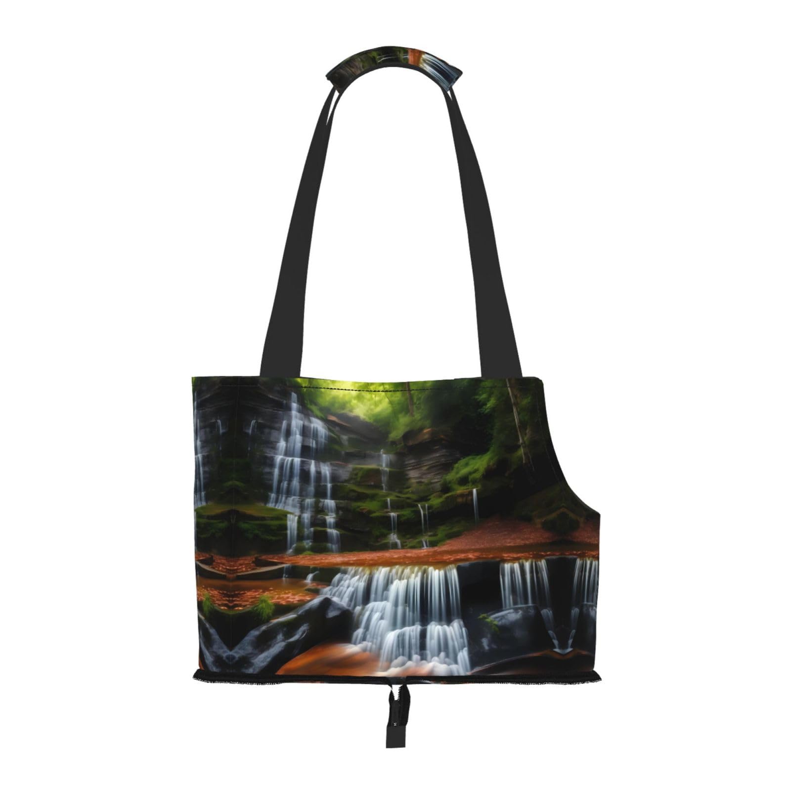 Waterfall View Pet Tote Bag - Waterproof and Wear-Resistant Portable Shoulder Bag for Small Dogs and Puppies