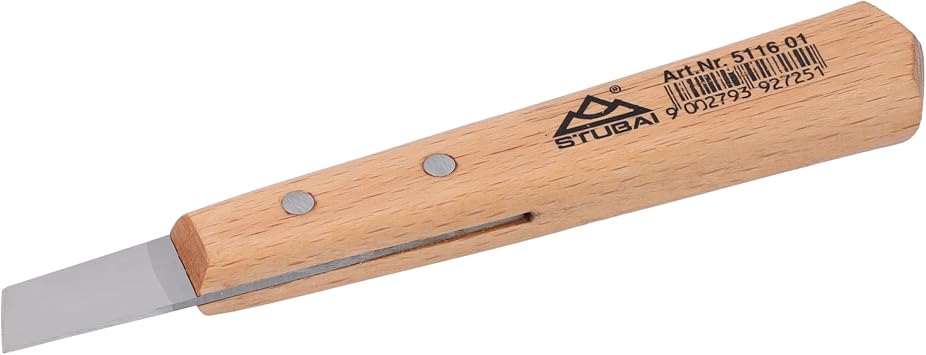 Stubai 511601 Chip-Carving Knife with Straight Blade/skew Edge, Silver/Beige