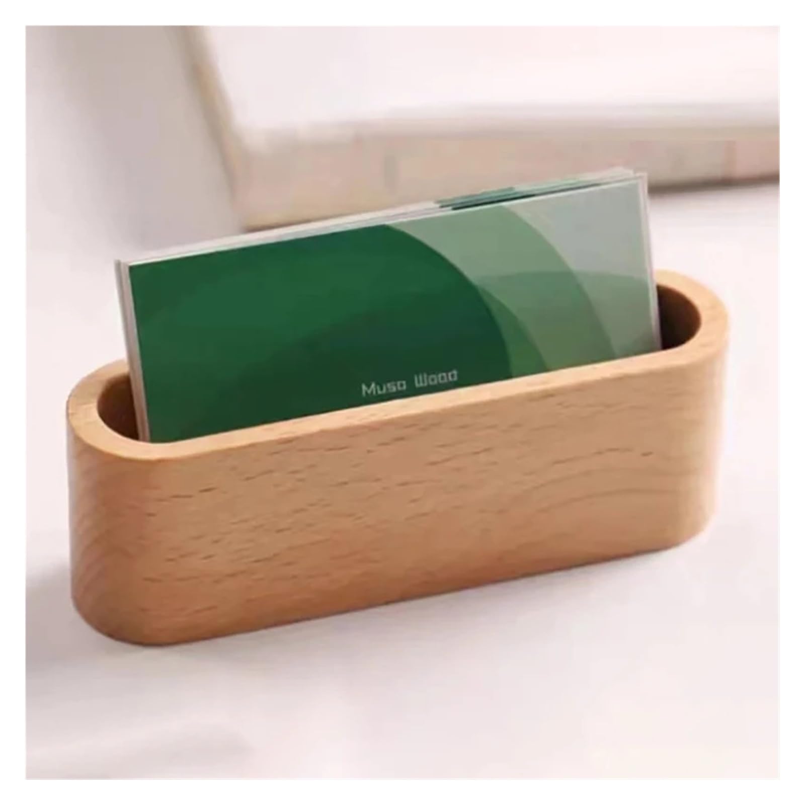 8 soportes para tarjetas de visita de madera, organizador de escritorio de oficina, soporte para exhibición de nombres con ranura para bolígrafo, bloc de notas, almacenamiento de tarjetas (A4