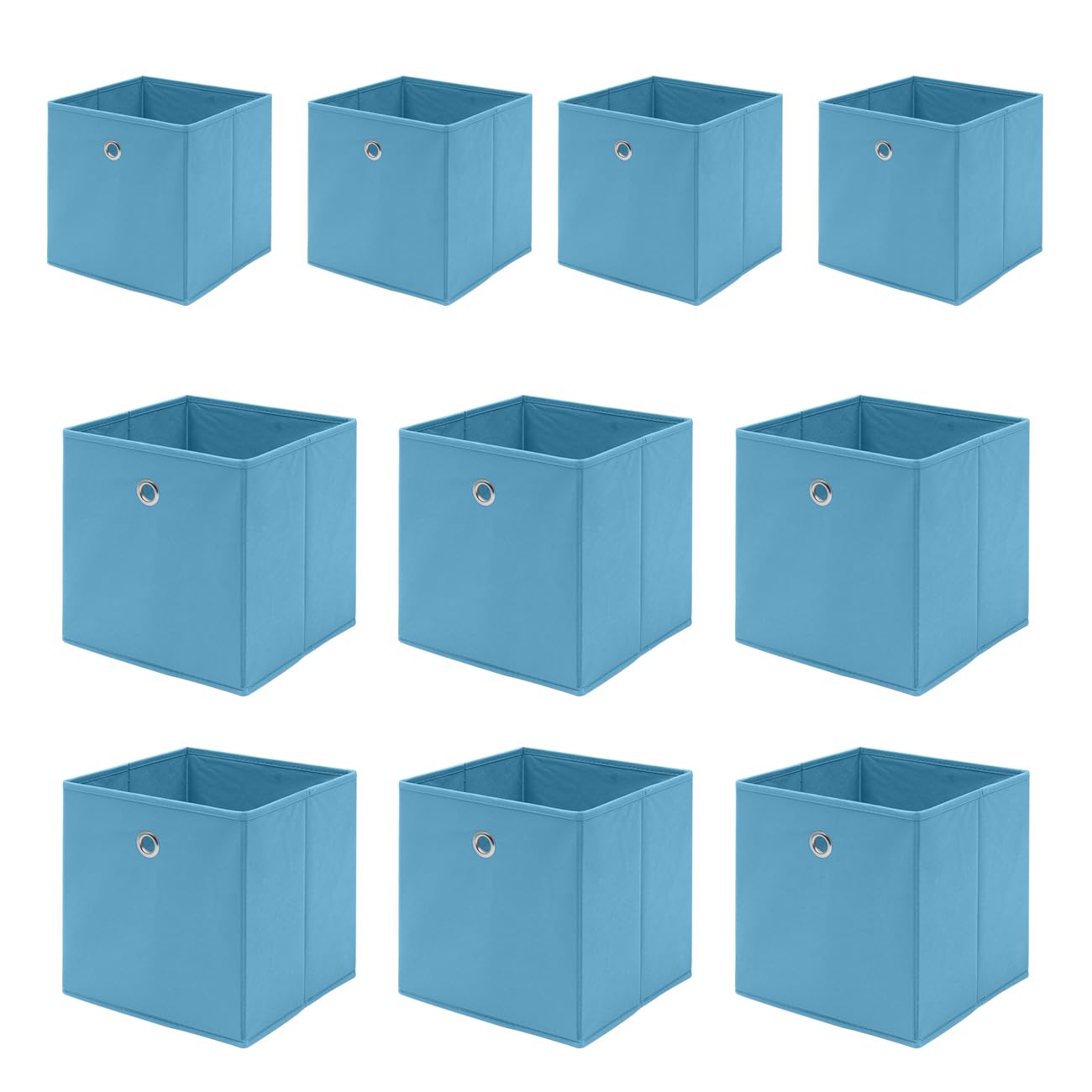 Foldable Storage Cubes Boxes Pack of 10 with Handle for Home Organization, Fabric Wardrobe Storage Box Organizer Basket Bins for Clothes Toys Towels, Collapsible&Durable Dark Blue 33x38x33cm — view 24