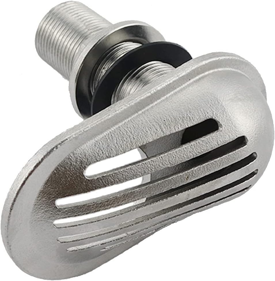 keehui Stainless Steel 316 Marine Grade Boat Intake Strainer Threaded Thru-Hull Inlet Filter Scoop with Rubber Gaskets