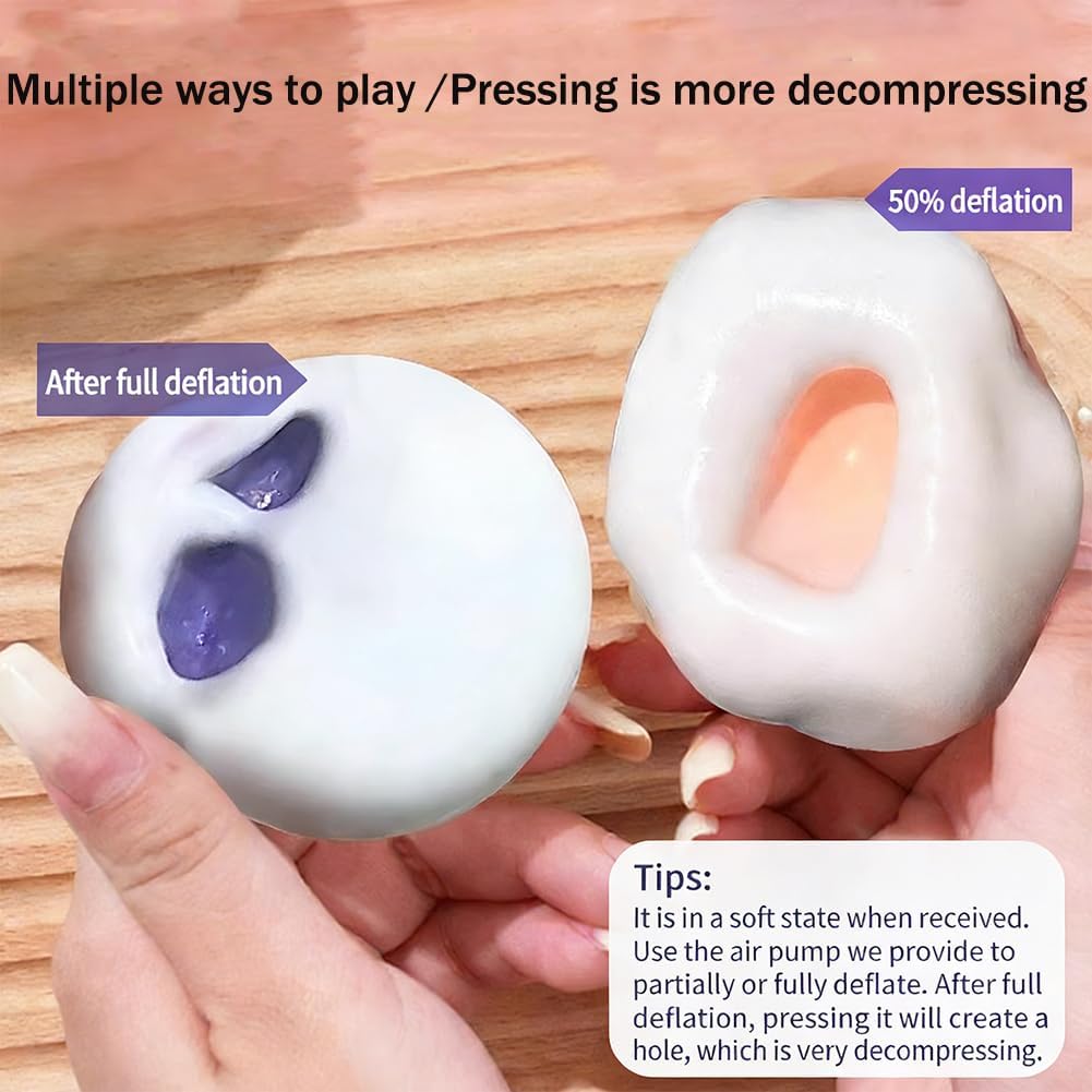 2026 New Coconut Oil Stress Ball, Fidget Squishy Toy, Shapeable Squeeze Vacuum Ball, Crunchy Specs Stress Relief Toy for Anxiety & Relaxation, Kneadable Toy (Pink, 2.36in)