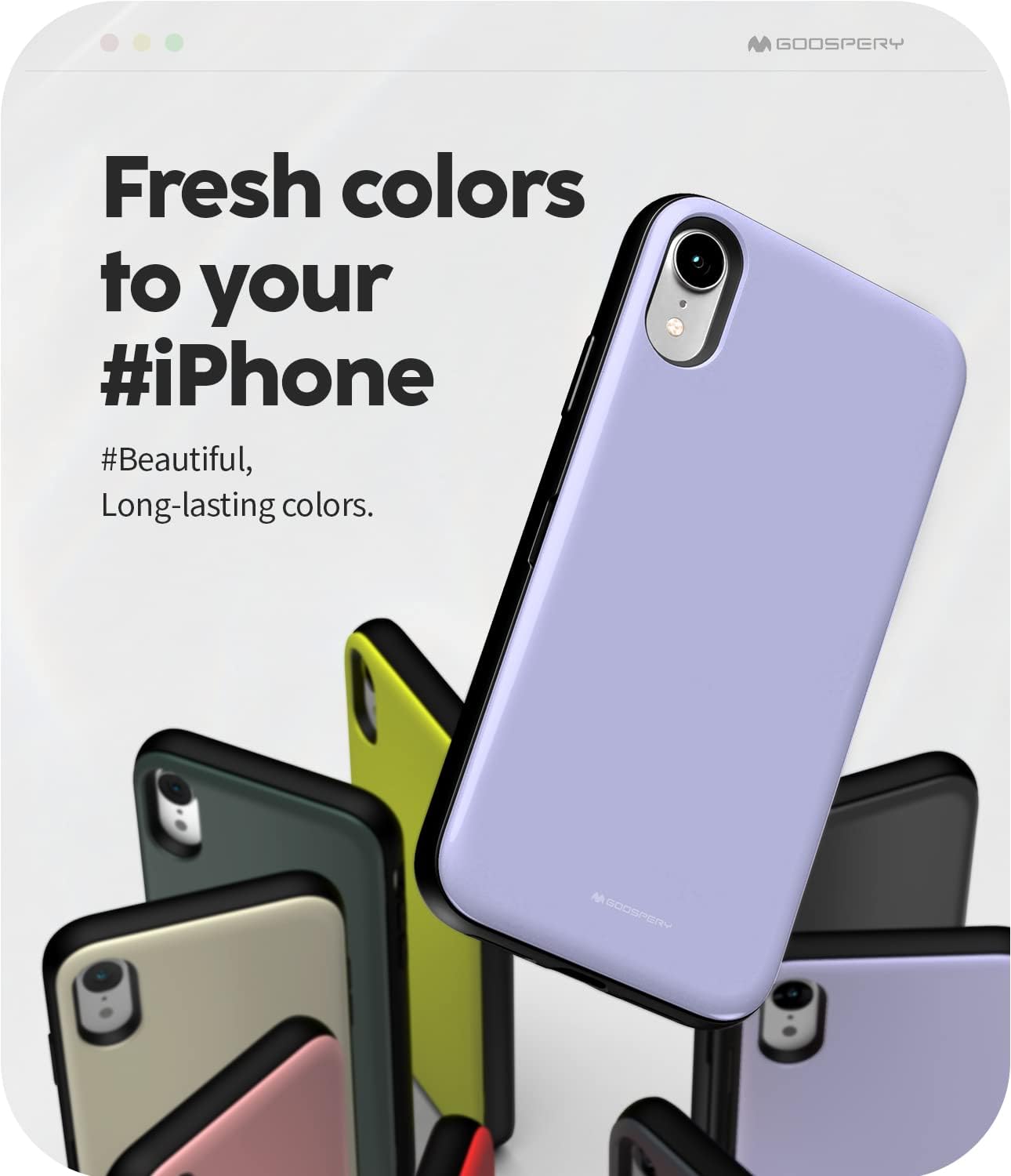 GOOSPERY Magnetic Door Bumper Compatible with iPhone XR, Card Holder Wallet Easy Magnet Auto Closing Protective Dual Layer Sturdy Phone Back Cover - Lilac Purple - Image 2