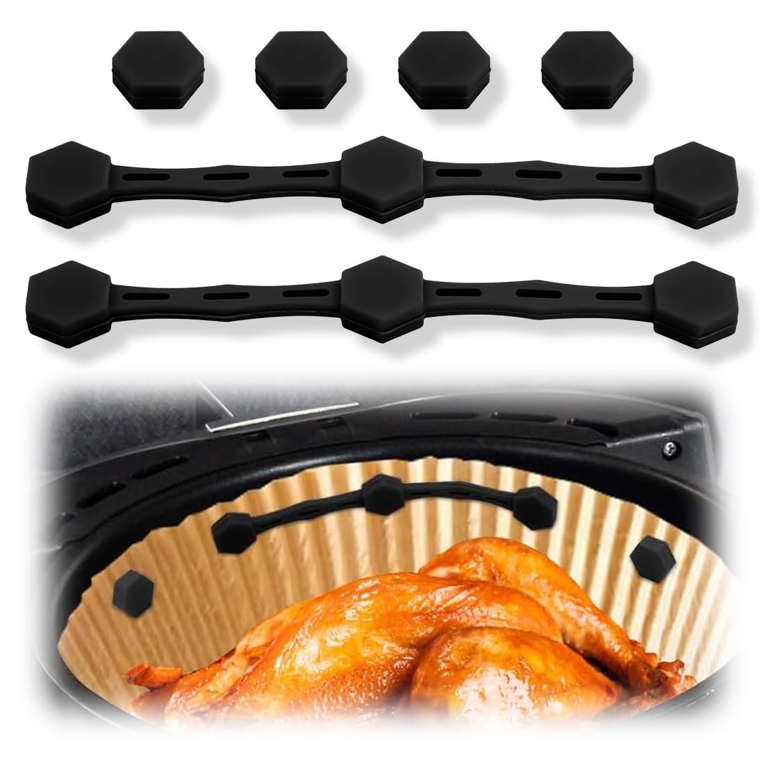8 Calamite In Silicone Per Friggitrice Ad Aria – Tengono Ferma La Carta Da Forno, Resistenti Al Calore Fino A 230°C, Per Cestelli Magnetici