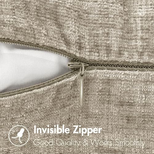 Image of MIULEE Pack of 2 Couch Throw Pillow Covers 20x20 Inch Soft Light Taupe Chenille Pillow Covers for Sofa Living Room Solid Dyed Pillow Cases