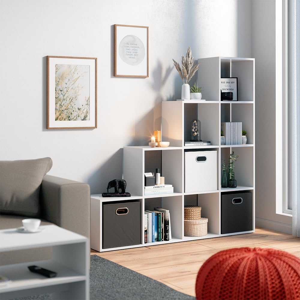 Vicco Étagère, Blanc, 142.5x140cm, utilisable comme séparateur d’Espace à Structure en Forme d’échelle