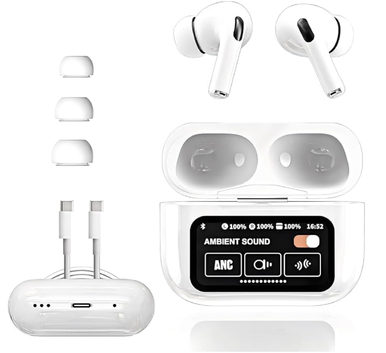 AirBuds Pro 2nd Generation (Display) with (C-Type) Charging case TWS in-Ear| Bluetooth 5.3, Mic & Charging Case Hi-Fi Stereo Sound | Zero Latency |Smooth Touch Display (B0DGRNBFP7) Amazon Price History, Amazon Price Tracker