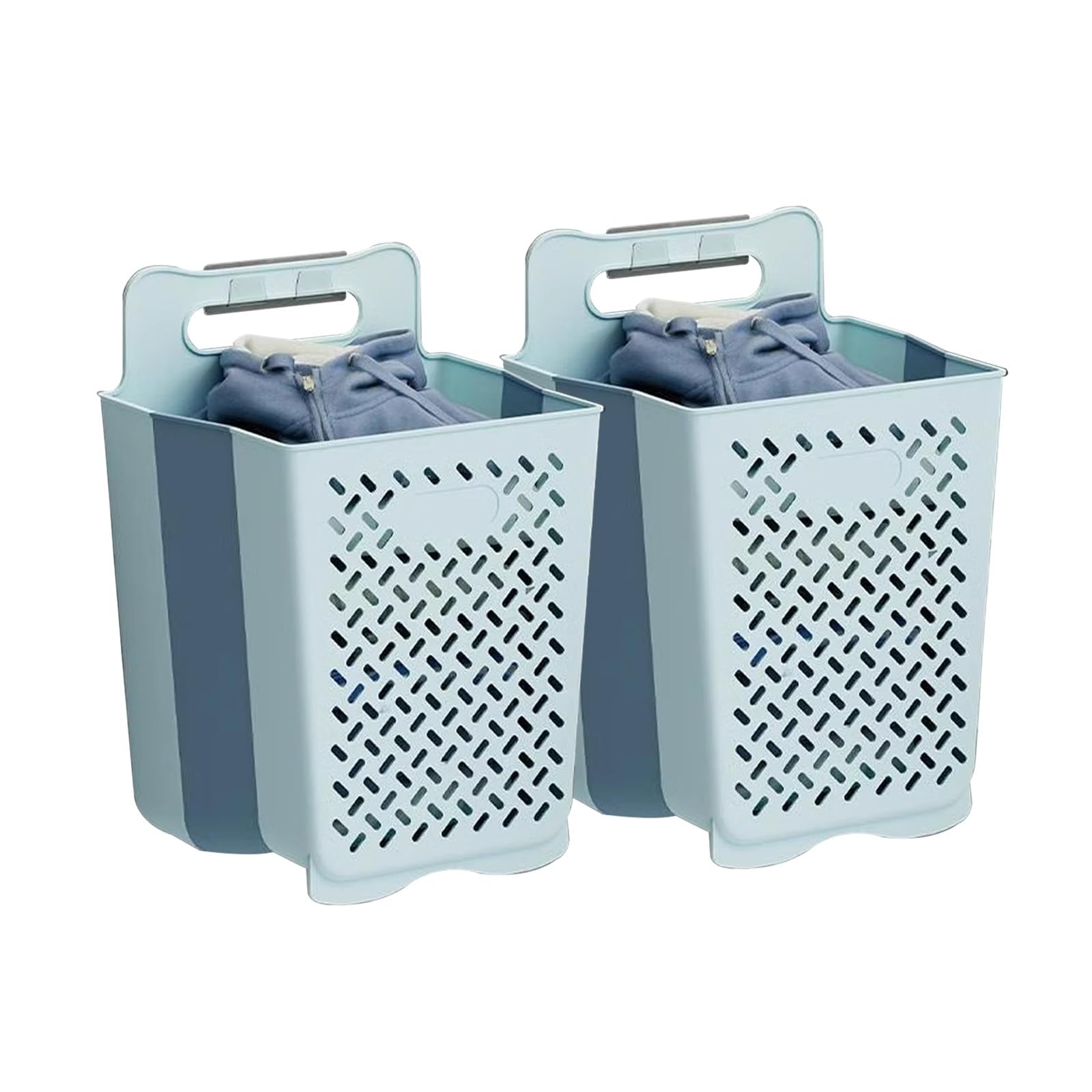 Folding dirty laundry basket, Laundry Basket Foldable ABS With Hooks Multicolor Multiple Sizes(Blue,28x18x38cm/11x7x15in)