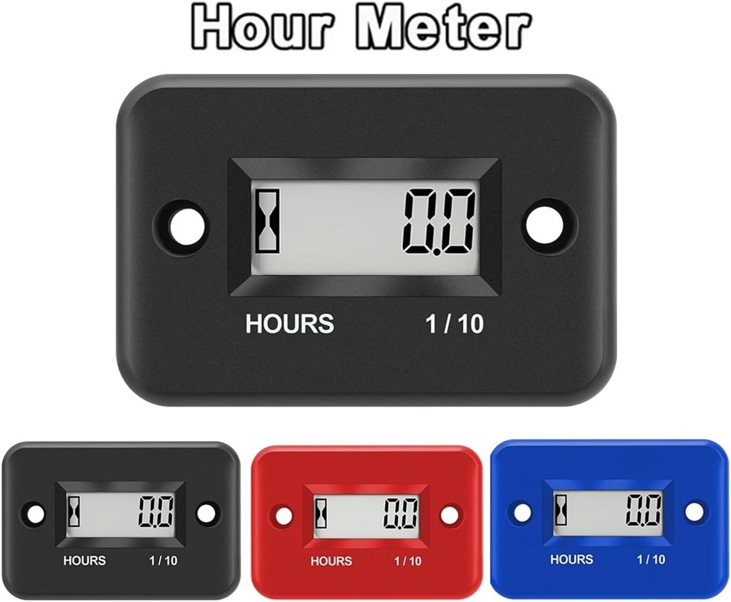 Motorcycle Parts Gauges Engine Timer Working Hour Meter Waterproof Lcd Display Digital Time Gause for Atv Boat Moto instruments(Black)