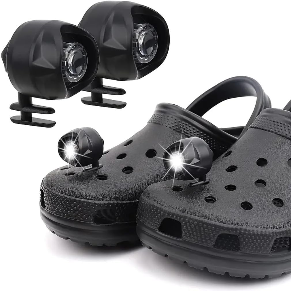 Croc Lights 2Pcs, Headlights for Croc Shoes with IPX5 Waterproof & 3 Light Modes Headlights