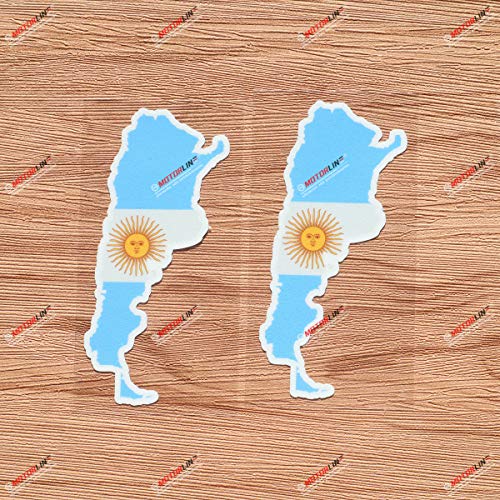 Argentina Argentine Flag Map Outline Vinyl Decal Sticker - 2 Pack Glossy, 4 Inches - for Car Boat Laptop Cup