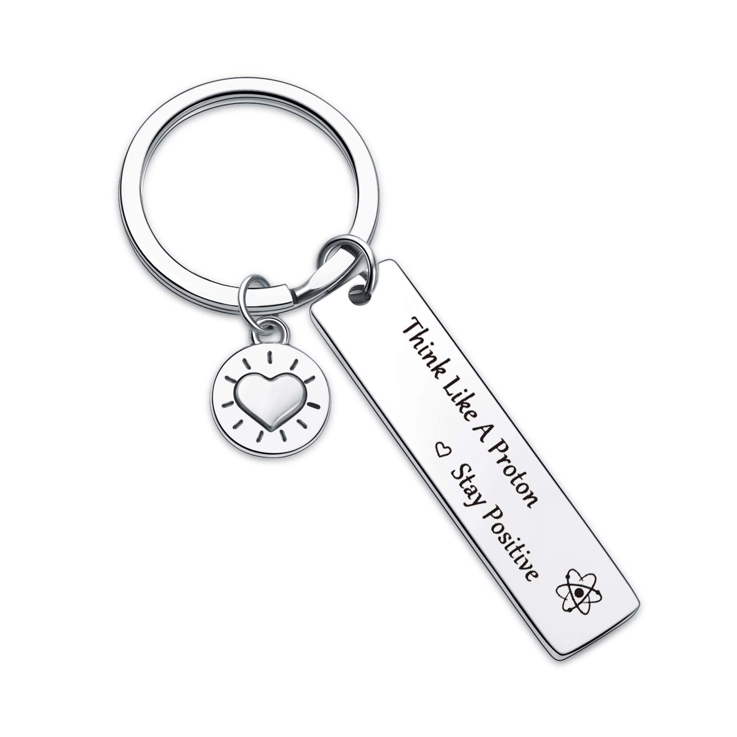 7RVZM Proton Keychain for Chemist, Teacher, Mother - Inspirational Science Jewelry Gift