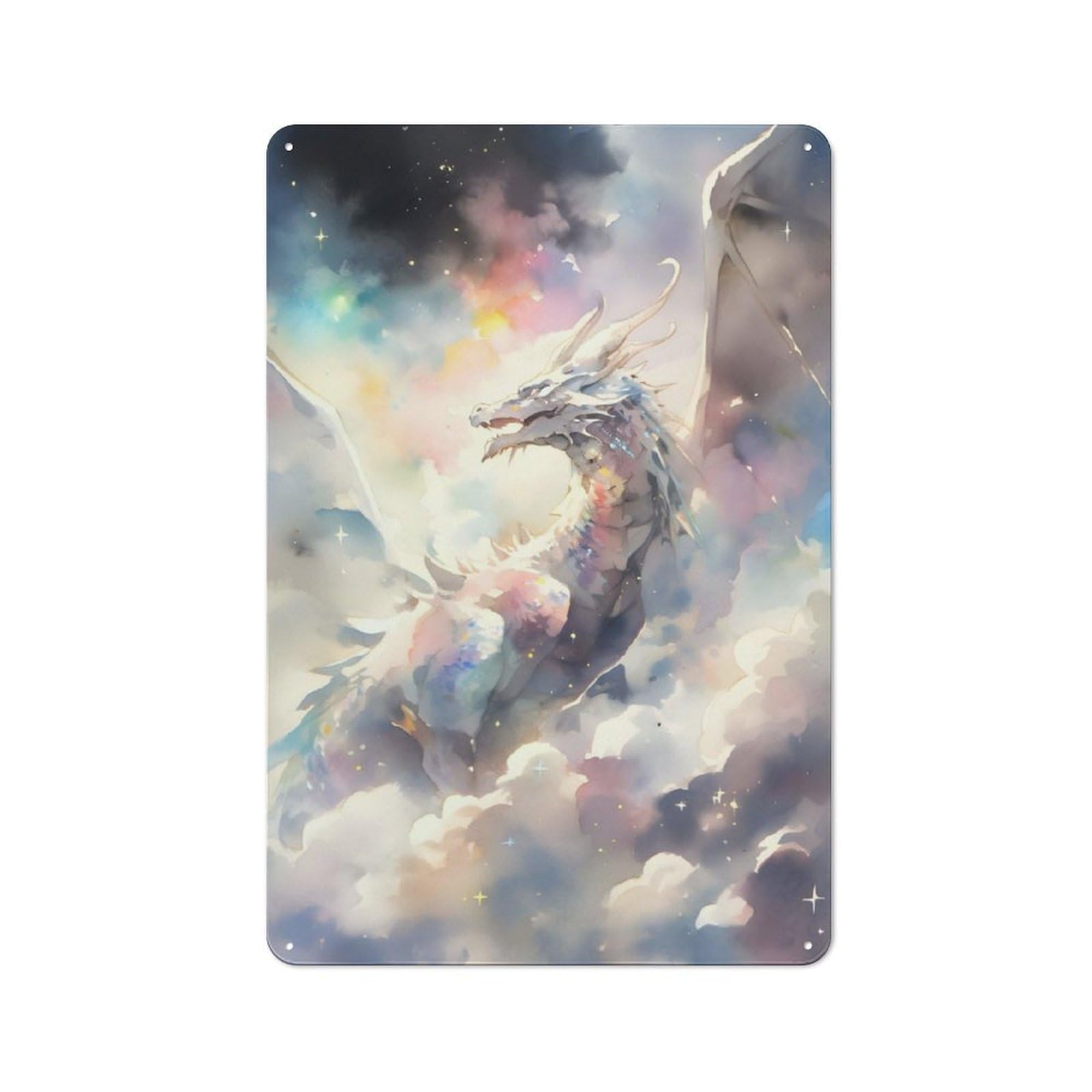 Junmoney Majestic Dragon In Clouds For Lounge Or Reading Corner, Rustic Tin Sign 30X20cm, For An Autumn Update To Lounge And Reading Corner