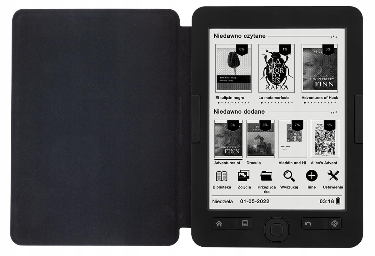 Lecteur Bemi Cognita+ 6" E-Ink Carta, 4GB, PDF reflow, étui en Cuir intégré, Batterie 1800mAh, Prise microSD, Support Adobe DRM
