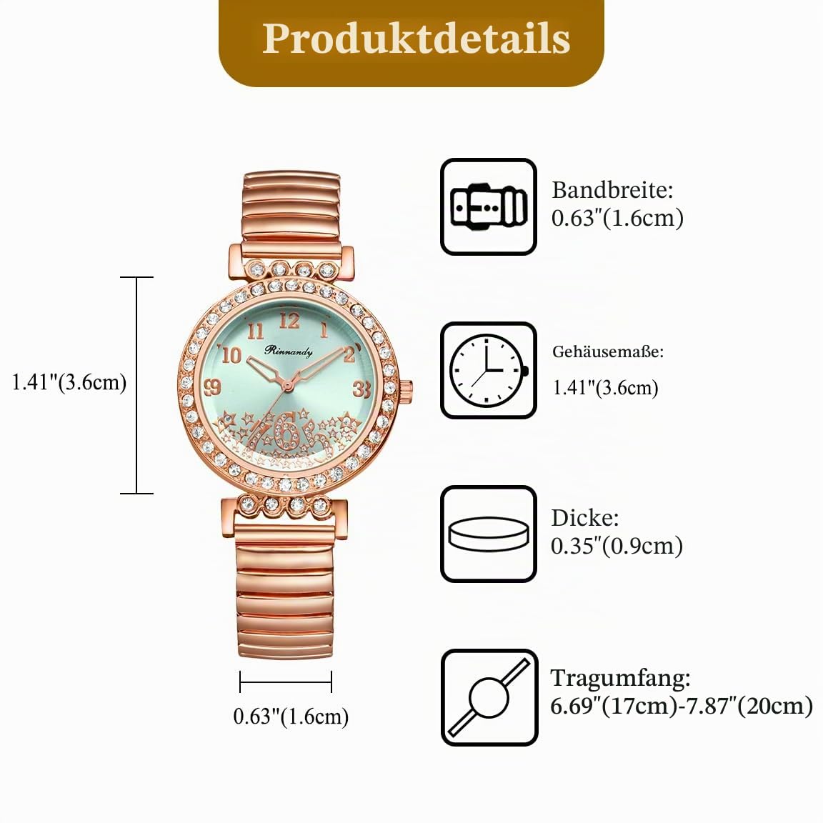JewelryWe Damenuhr Elastische Uhr für Senioren Analog Quarz Armbanduhr Damen Stretcharmband Lässige Uhr mit Edelstahl Zugarmband & großem leicht ablesbar Zifferblatt