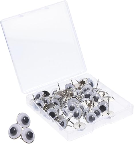 MAGICLULU 50 piezas de tachuelas de pulgar con ojos googly negros para pared, corcho, mapa, calendario, fotos, hogar, oficina, suministros de