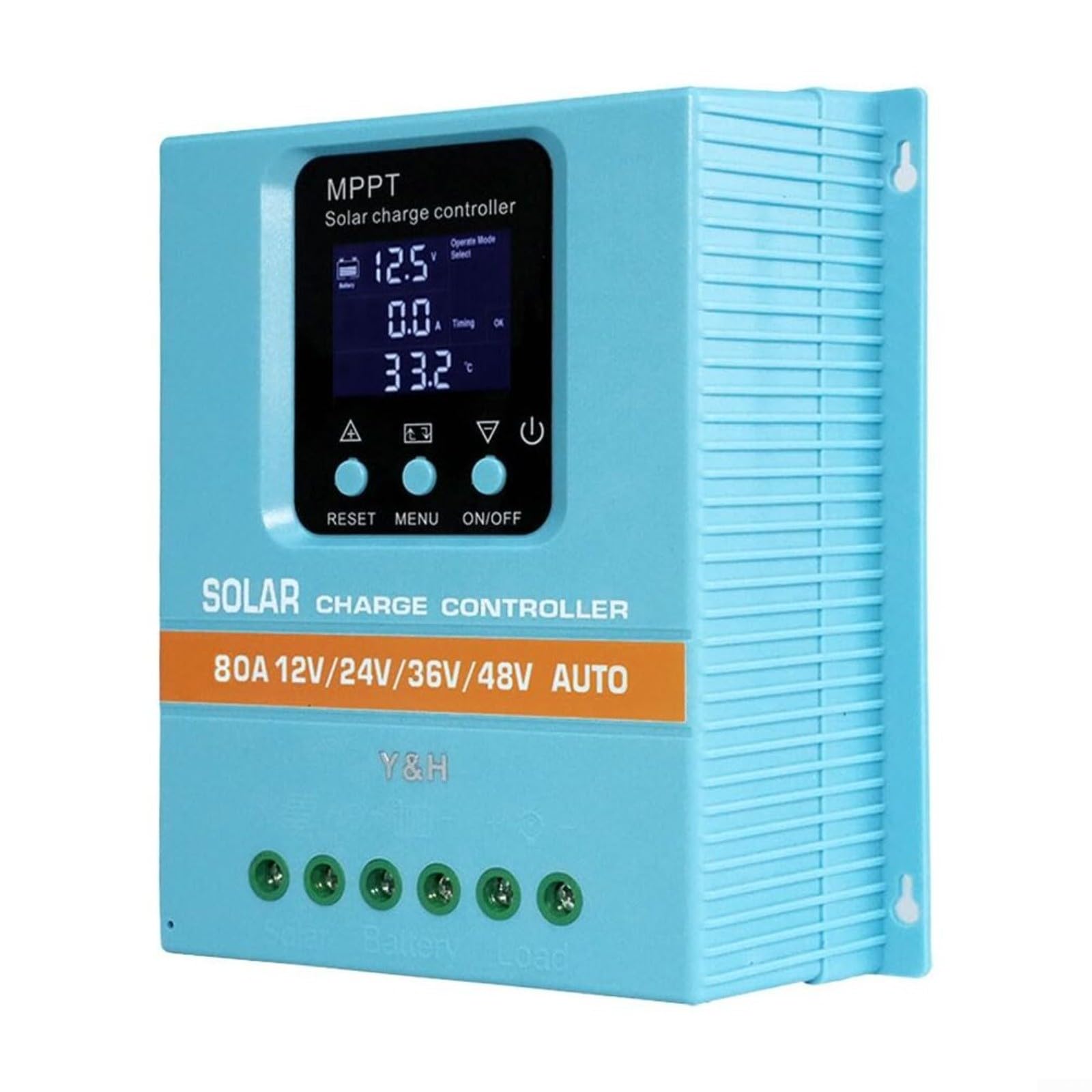 MPPT Regulador de carga solar 60A/80A con pantalla LED para sistemas de 12 V, 24 V, 36 V, 48 V, detección automática de voltaje y protección contra llamas para caravanas, barcos y sistemas