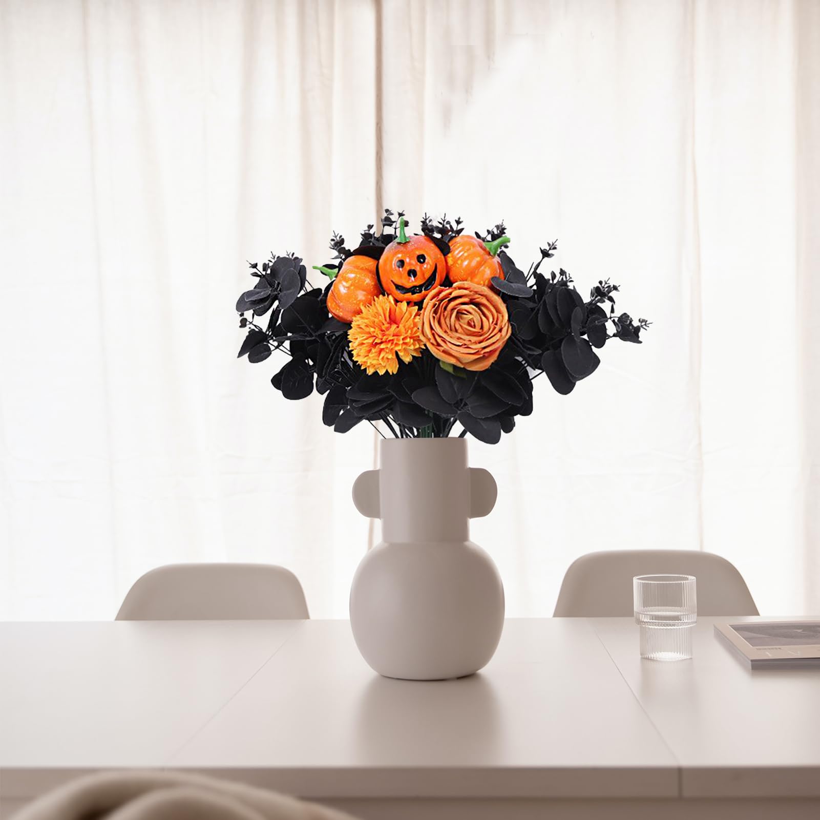 Bouquet D’Halloween Artificiel Avec Citrouille Et Eucalyptus - Décoration De Cheminée Ou Centre De Table - Ambiance Festive - 4