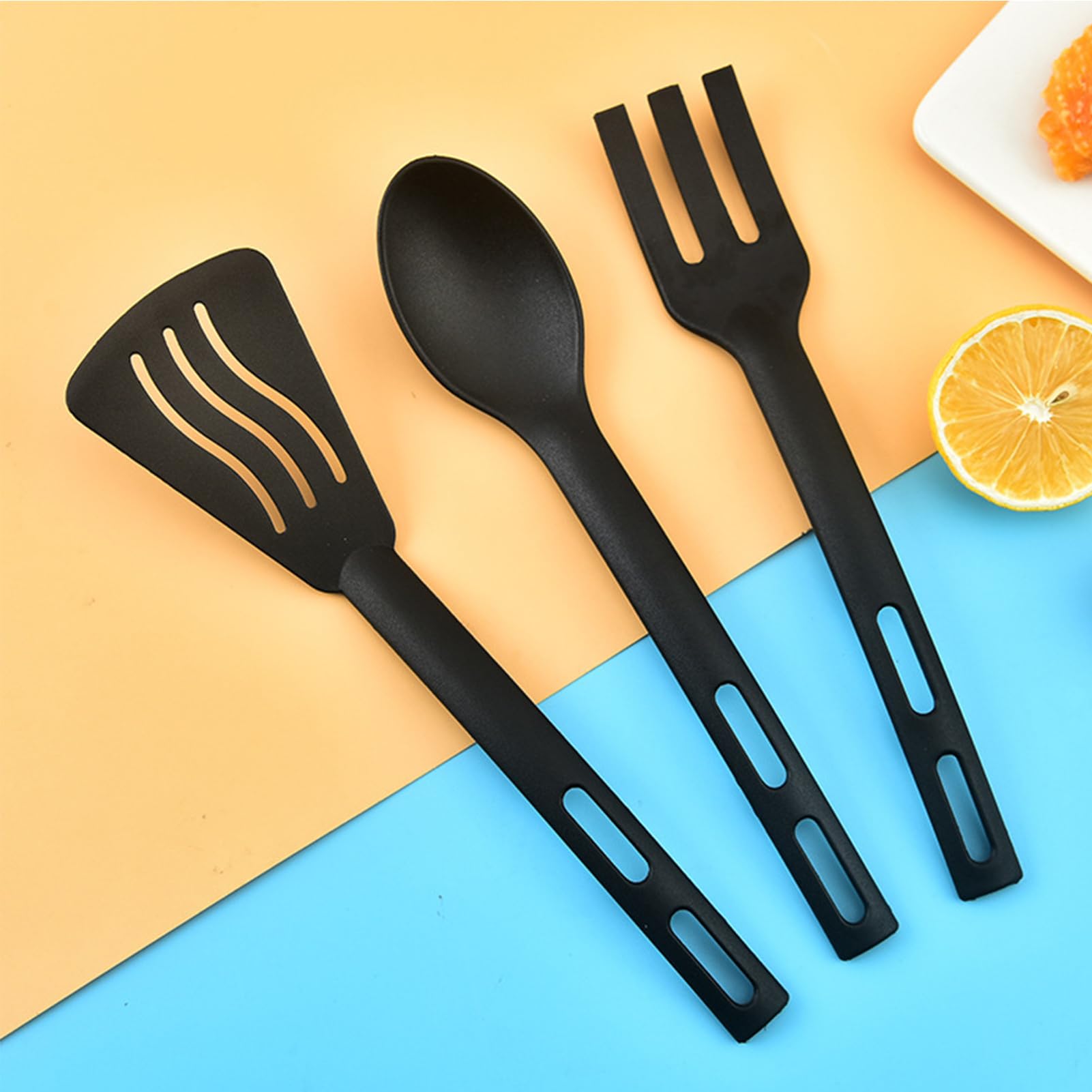 Nylon Kitchen Utensils Set, 3pcs, Non Stick, Anti Scratch Cooking Utensils, with Comfortable Handle, Cookware Accessories, for Cooking, Baking, Travel, Camping