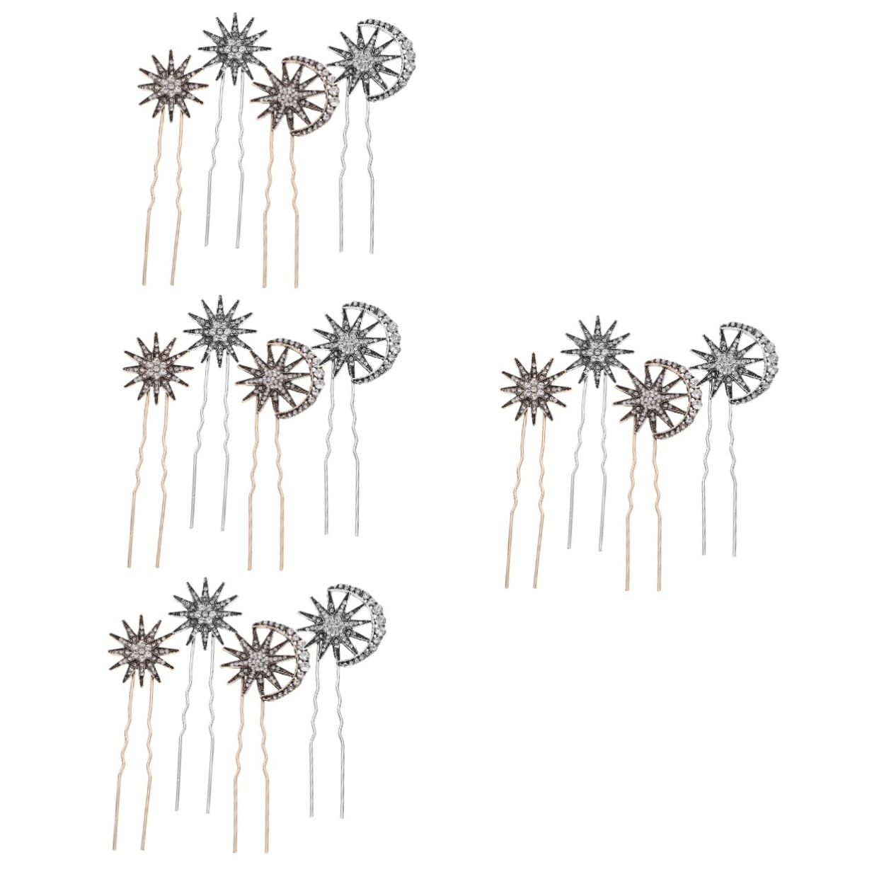 Healeved 16piezas Horquillas De Pelo Para Mujeres y Niñas Diseño De Estrellas y Rhinestones Accesorios Elegantes Para Ceremonias y Bodas Antiguo
