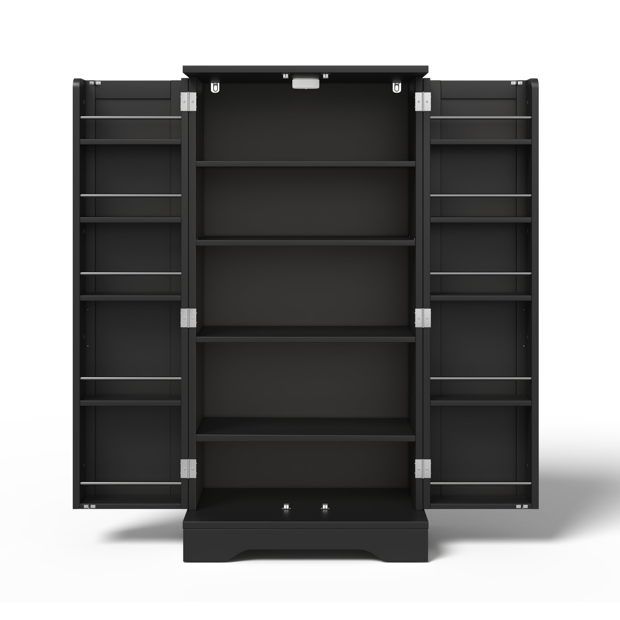 Credenza Nera Cucina 120cm Mobile Credenza Cucina Con LED Sensor Integrato, Struttura Compatta Con 2 Ante E Ripiani Regolabili, Buffet Funzionale Per Cucina Esszimmer Living