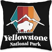 Vista 5 de Yellowstone Volcano National Park Wyoming Souvenir Yellowstone Mountain Buffalo National Park Wyoming - Almohada de recuerdo, 18 x 18 pulgadas