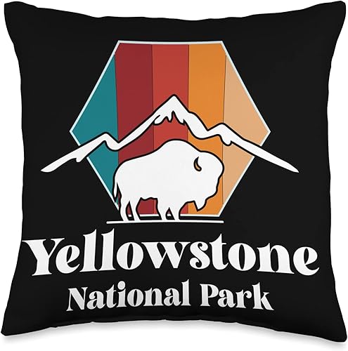 Miniatura 5 de Yellowstone Volcano National Park Wyoming Souvenir Yellowstone Mountain Buffalo National Park Wyoming - Almohada de recuerdo, 18 x 18 pulgadas